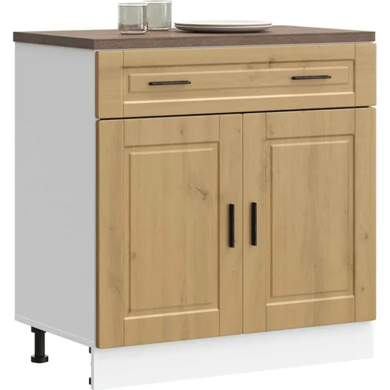 vidaXL Porto Køkkenunderskab, Egetræ, Konstrueret Træ, 80 cm
