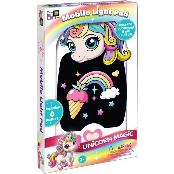 Unicorn Bærbar Tegnetavle med Lys, 3 tuscher & plakater