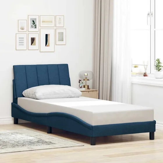 vidaXL Hanko 90x200 cm sengeramme stof blå