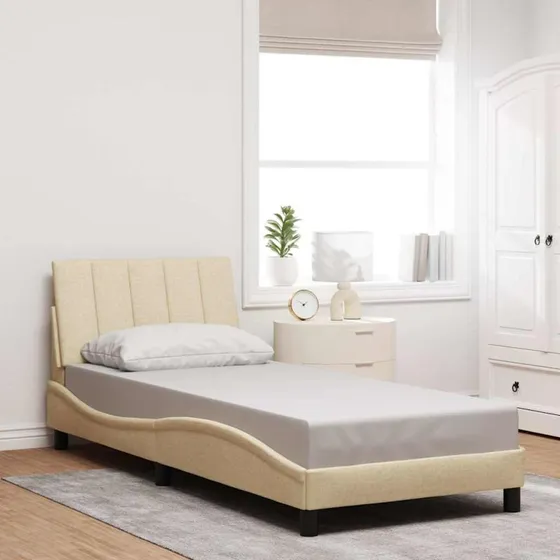 vidaXL Hanko 90x200 cm sengeramme stof cremefarvet