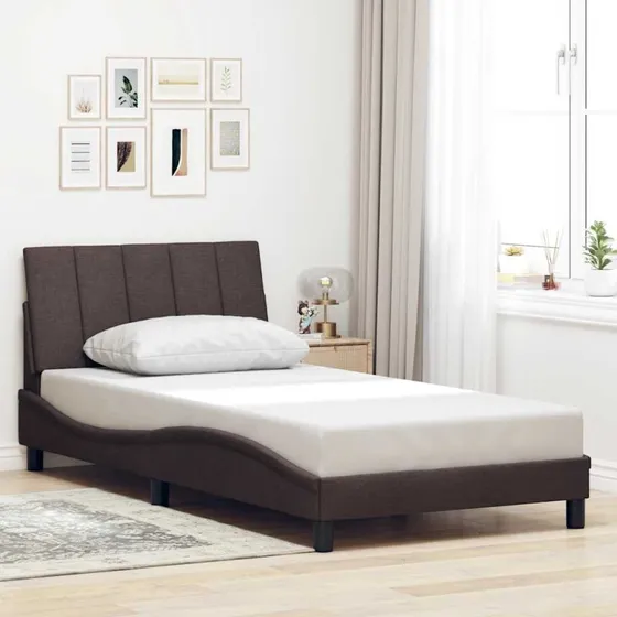 vidaXL Hanko Sengeramme Mørkebrun 100x200 cm Stof