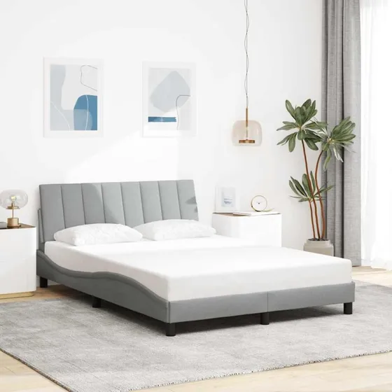 vidaXL Hanko Sengeramme 120x200 cm Lysegrå Stof