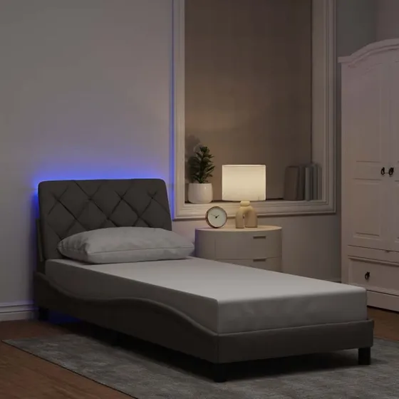 vidaXL Sengeramme med LED 80x200 cm gråbrun