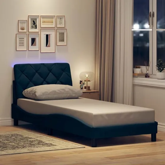 vidaXL Sengeramme med LED 80x200 cm blå