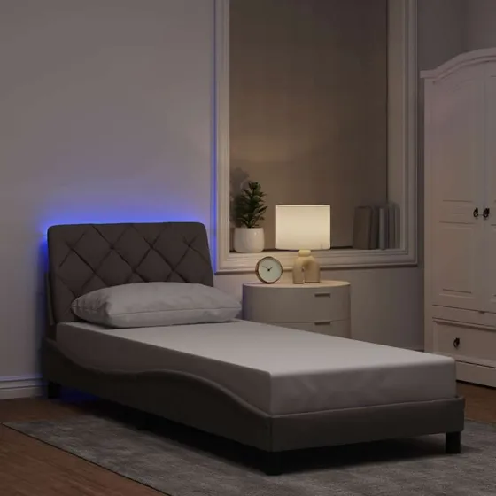 vidaXL Sengeramme med LED 90x190 cm gråbrun