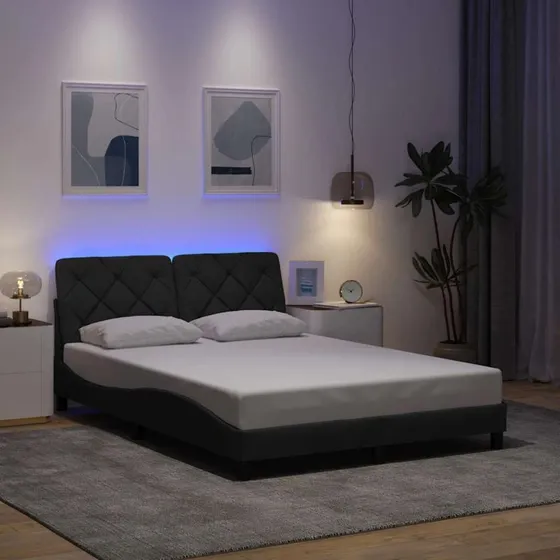 vidaXL Sengeramme med LED 120x200 cm mørkegrå