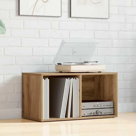 vidaXL LP-opbevaringskasse 69,5x34x36 cm konstrueret træ