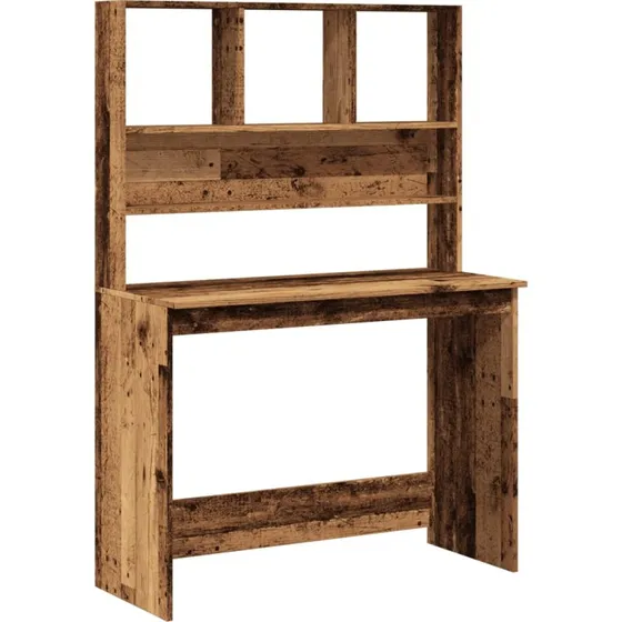 vidaXL Skrivebord m. Hylder 102x45x148 cm Konstrueret Træ Antikt Træ