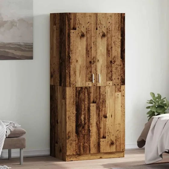 vidaXL Klædeskab 90x52x200 cm Konstrueret Træ Antikt Træ