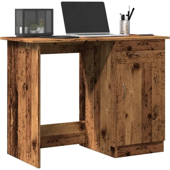vidaXL Skrivebord 100x50x76 cm Konstrueret Træ Antikt Trælook