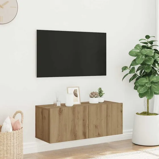 vidaXL væghængt tv-bord 80x30x30 cm konstrueret træ kunsteg
