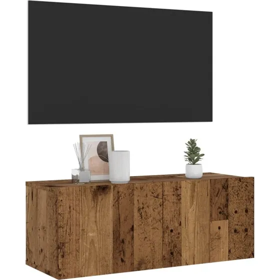 vidaXL Væghængt tv-bord 80x30x30 cm konstrueret træ gammelt træ-look