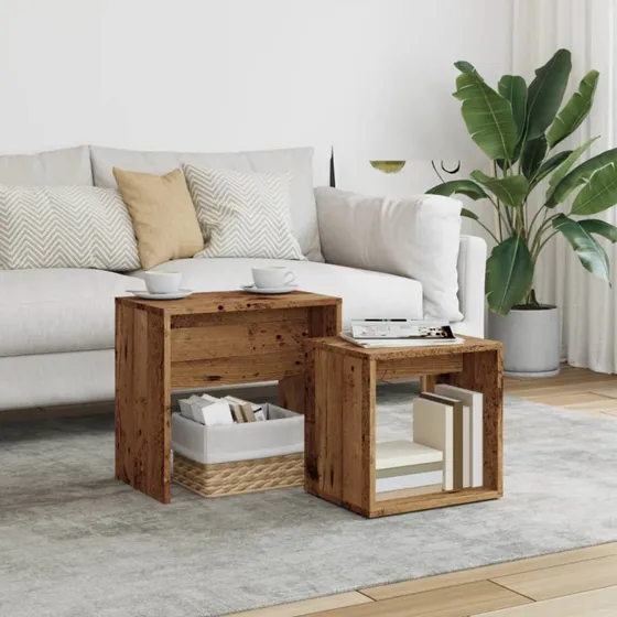 vidaXL Indskudsborde 2 stk. Konstrueret Træ Gammelt Træ-Look