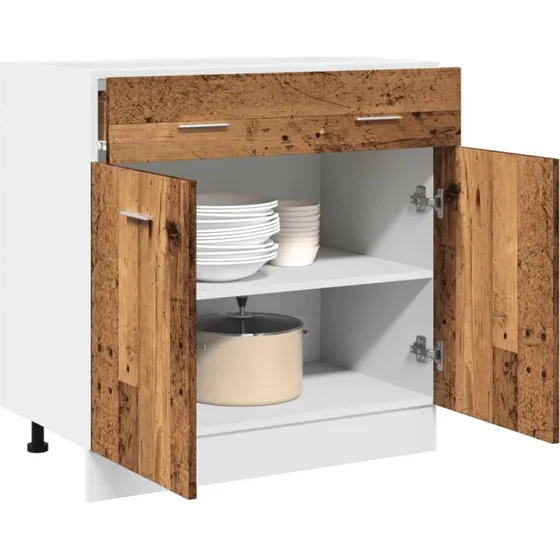 vidaXL Skuffebundskab Lyon gammelt træ 80x46x81,5 cm