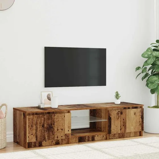 vidaXL tv-bord 140x40x36 cm konstrueret træ antikt træ med LED-lys