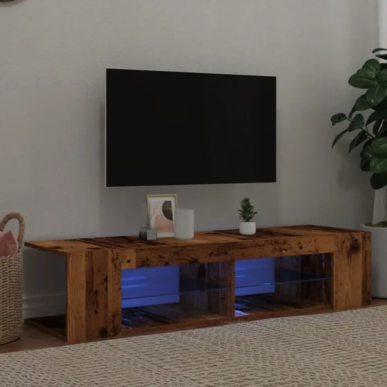 vidaXL Tv-bord 135x39x30 cm konstrueret træ med LED-lys