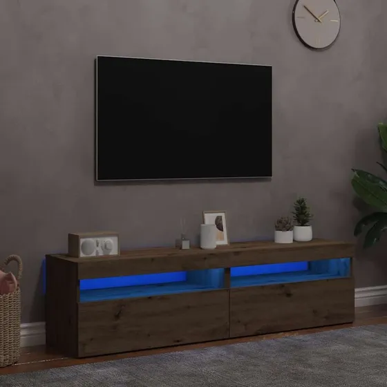 vidaXL 2 stk. tv-borde med LED-lys i konstrueret træ, 120x35x40 cm
