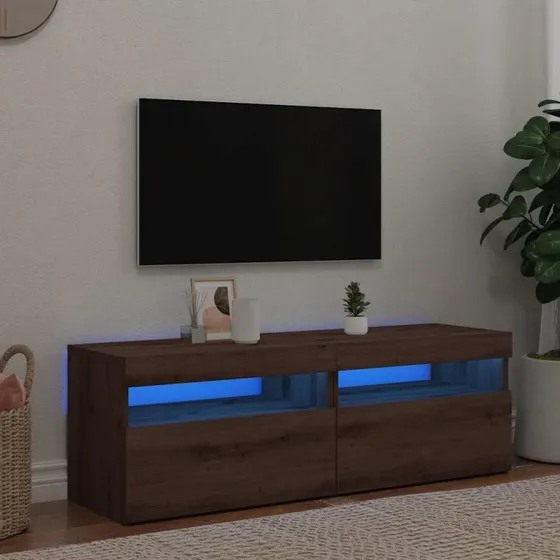 vidaXL Tv-bord med LED-lys 120 cm, konstrueret træ, 2 stk