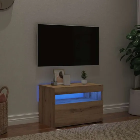 vidaXL Tv-bord 60x35x40 cm med LED-lys i konstrueret træ