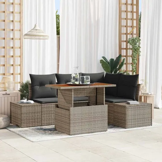 vidaXL Havesofa Sæt 5-pcs Grå og Brun 100 x 55 x 73 cm