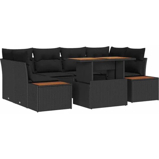 vidaXL Have Spisebordssæt 9 stk Sort og Brunt 100 x 55 x 73 cm