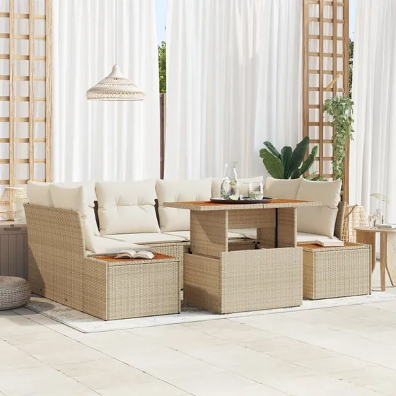 Have Spisebordssæt 9 Dele Beige og Creme 100 x 55 x 73 cm