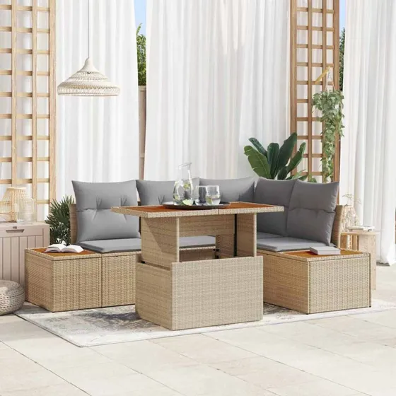 vidaXL Have Spisebordssæt 5 stk Beige og Grå 100 x 55 x 73 cm