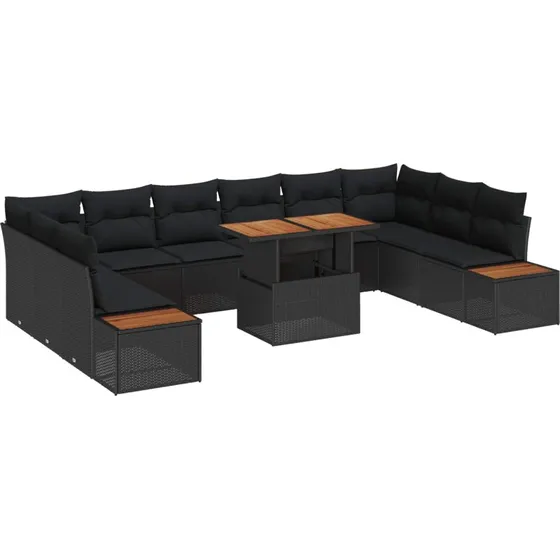 vidaXL Have Spisebordssæt 11 stk Sort og Brunt, 100 x 55 x 73 cm