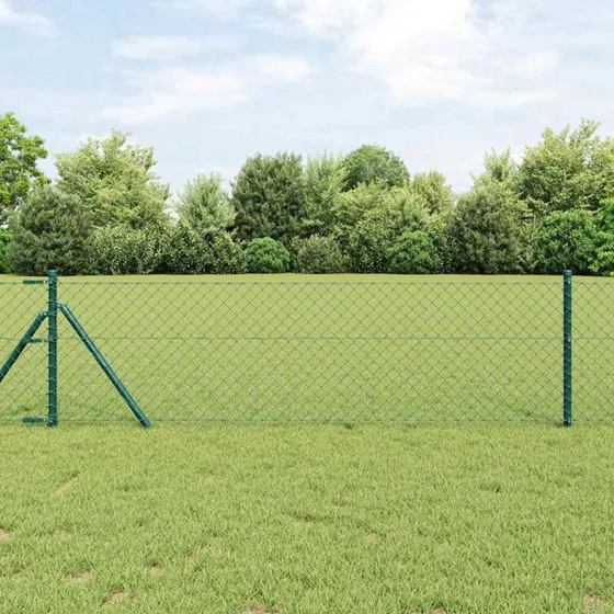 vidaXL Hegnspæl Grøn 10 x 0,6 m (40 x 40 mm net) Stål og PVC
