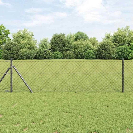 vidaXL Hegnspæl Grå 10 x 0,8 m (40 x 40 mm net) Stål og PVC
