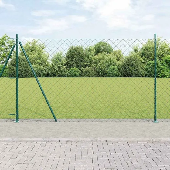 vidaXL Hegnspæl Grøn 25 x 1,6 m (60 x 60 mm maske) Stål og PVC