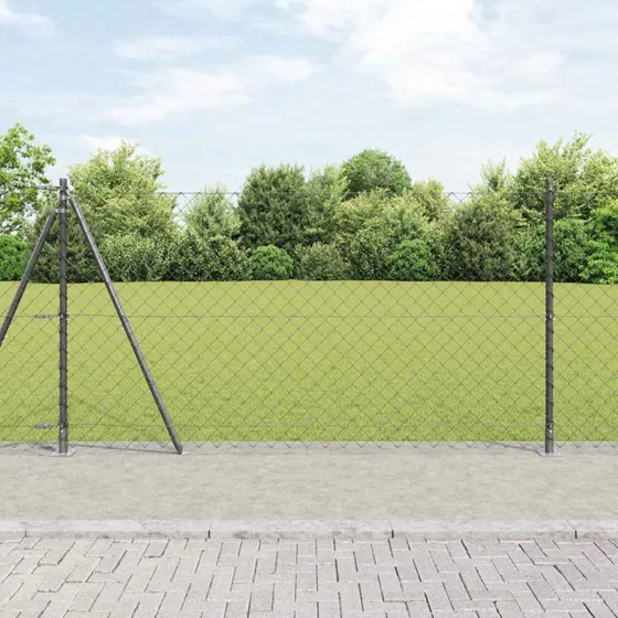 vidaXL Hegnspæl Grå 10 x 1,2 m (60 x 60 mm netværk) Stål og PVC