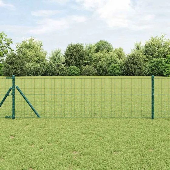 vidaXL Hegn med stolper Grøn 0,6 x 25 m Stål og PVC