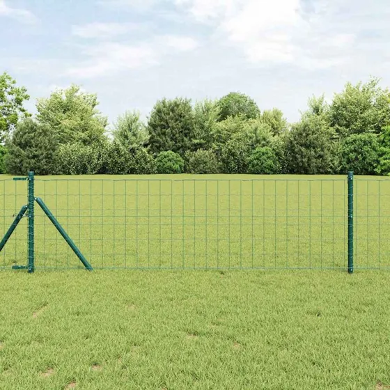 vidaXL Hegn med stolper Grøn 0,6 x 25 m Stål og PVC