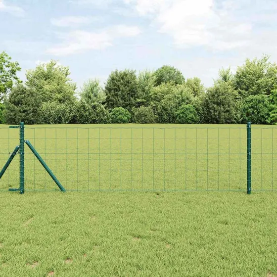 vidaXL Hegn med stolper Grøn 0,6 x 25 m Stål og PVC