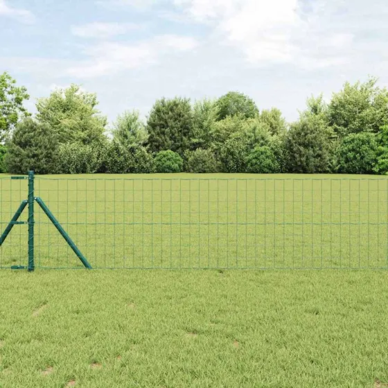 vidaXL Hegn med stolper Grøn 0,4 x 10 m Stål og PVC