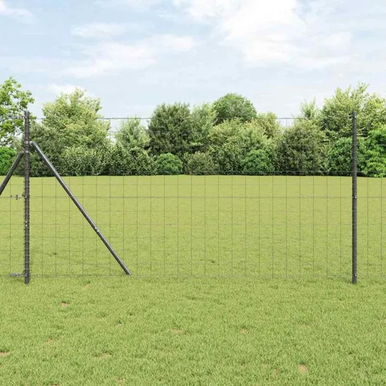 vidaXL Hegn med stolper Grå 1,2 x 10 m Stål
