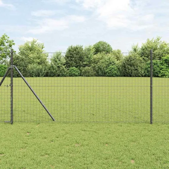 vidaXL Hegn med stolper Grå 1 x 25 m Stål og PVC