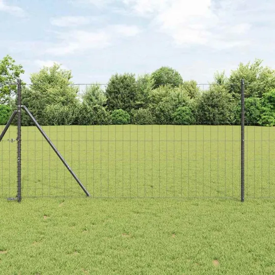 vidaXL Hegn med stolper Grå 1,2 x 25 m Stål og PVC
