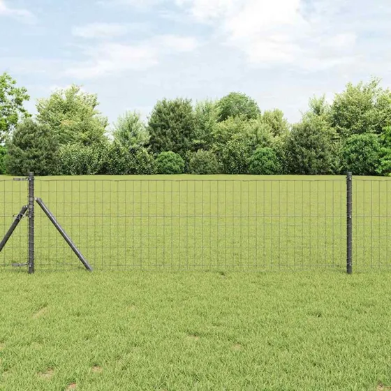 vidaXL Hegn med stolper Grå 0,6 x 50 m Stål og PVC