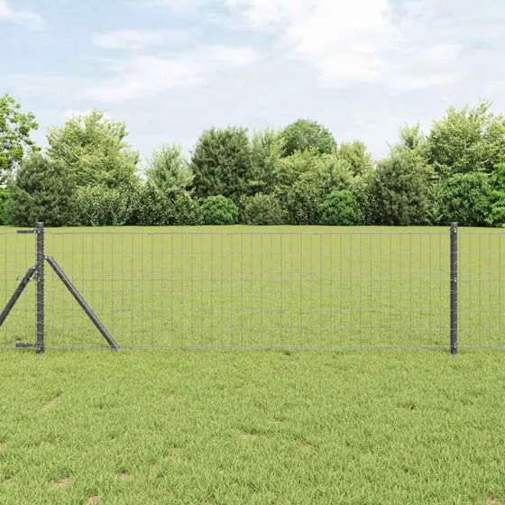 vidaXL Hegn med stolper Grå 0,6 x 50 m Stål og PVC