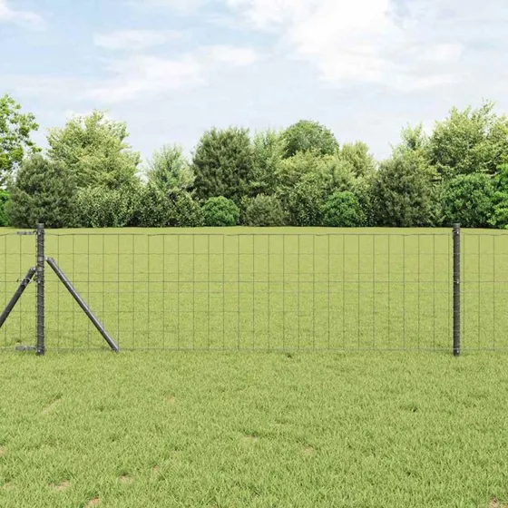 vidaXL Hegn med stolper Grå 0,6 x 50 m Stål og PVC