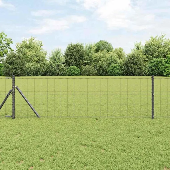 vidaXL Hegn med stolper Grå 0,4 x 50 m Stål og PVC