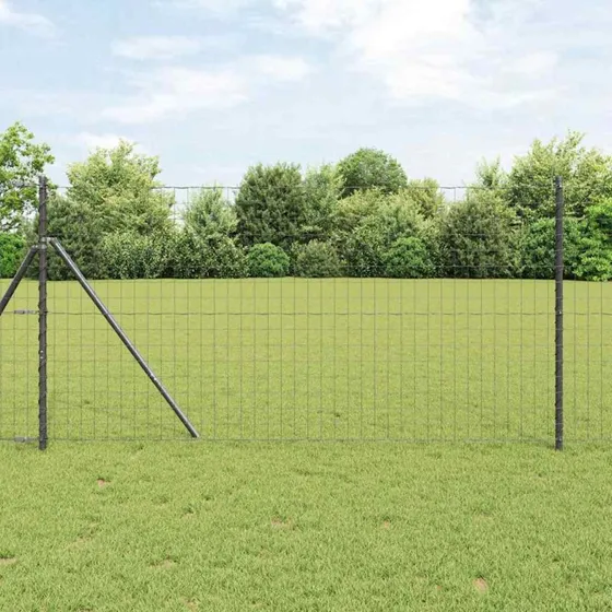 vidaXL Hegn med stolper Grå 1,4 x 10 m Stål og PVC