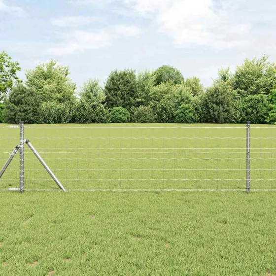 vidaXL Hegn med Stolper Sølv 0,6 x 10 m Stål og PVC