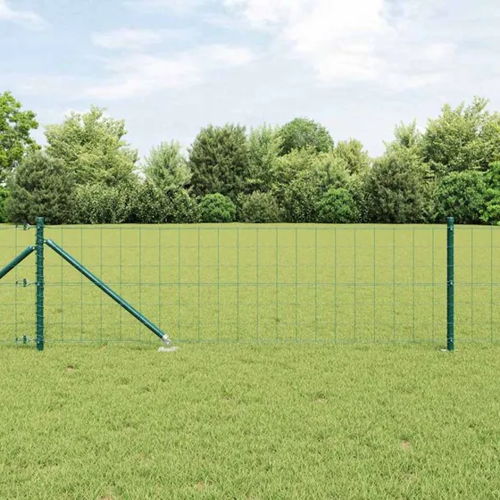 vidaXL Hegn med stolper Grøn 0,6 x 25 m Stål og PVC
