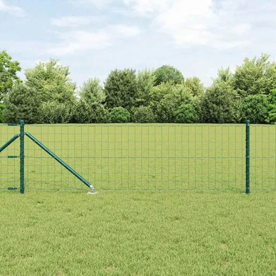 vidaXL Hegn med Stolper Grøn 0,4 x 10 m Stål og PVC