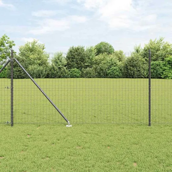 vidaXL Hegn med stolper Grå 1,2 x 25 m Stål og PVC