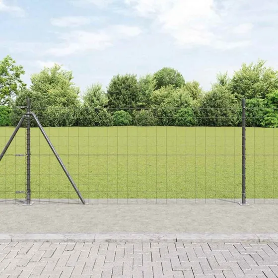 vidaXL Hegn med stolper Grå 1 x 25 m Stål