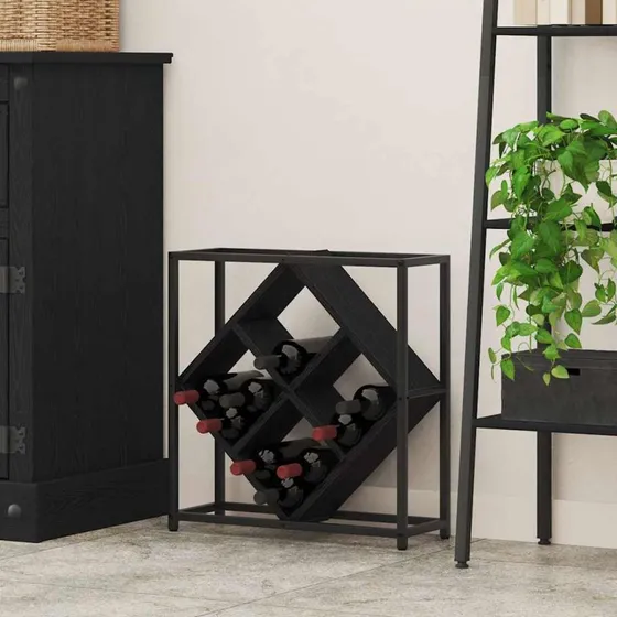 vidaXL Vinfad Sort Eg 51x18x52,5 cm Konstrueret Træ